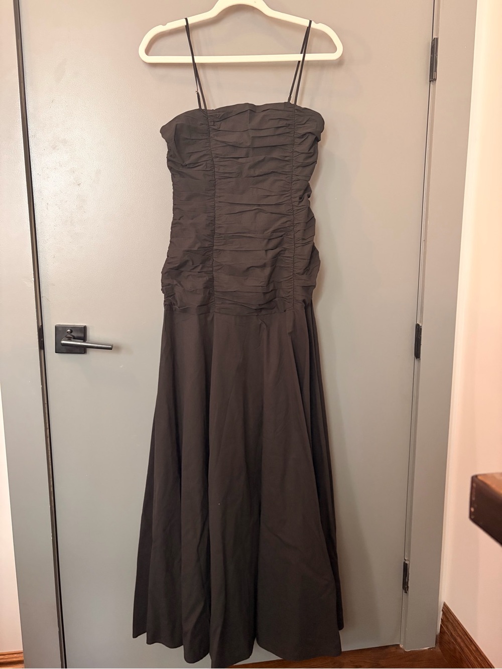 DISSH Black Ruched Bodice Spaghetti-Strap Maxi Dress
